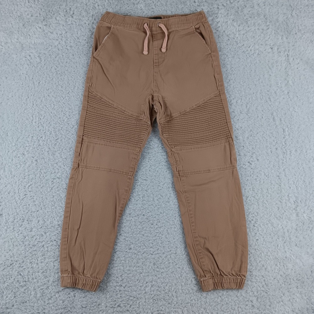 Steve's Jeans Moto Jogger‎ Pants Boys 14 L Tan Excellent Ribbed Biker Streetwear